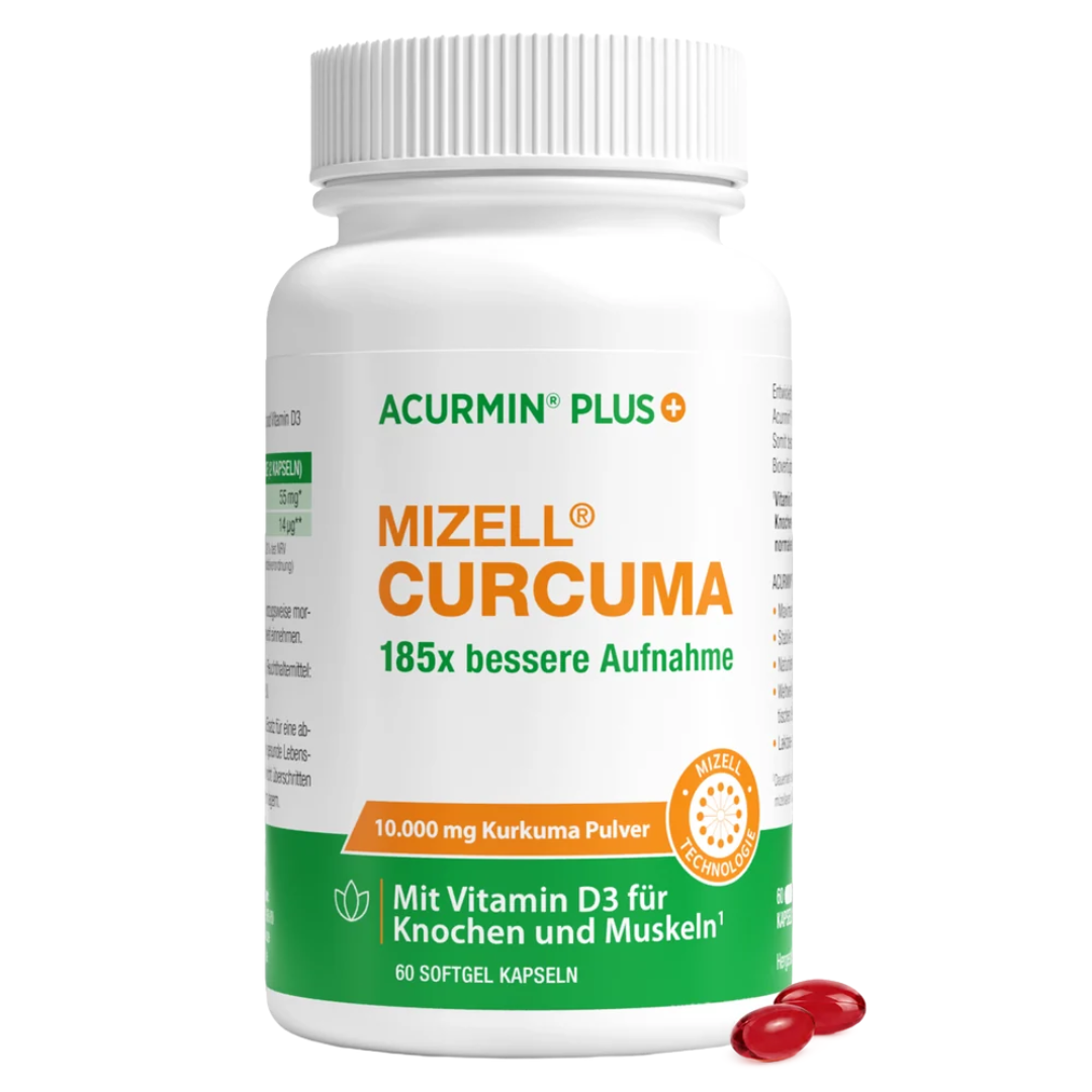 Оригинална мицеларна куркума Acurmin PLUS®, 60 меки капсули (Икономична опаковка)